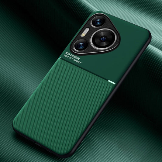 For Huawei Pura 70 Pro Classic Tilt Strip Grain Magnetic PC Hybrid TPU Phone Case(Green) - Huawei Cases by PMC Jewellery | Online Shopping South Africa | PMC Jewellery | Buy Now Pay Later Mobicred