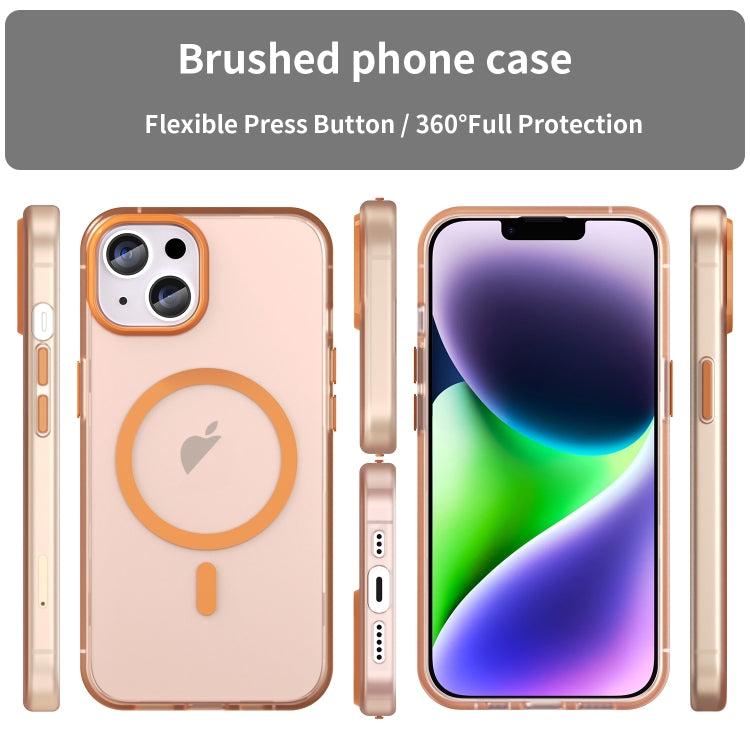 For iPhone 14 Plus MagSafe Frosted Translucent TPU + PC Full Coverage Phone Case(Orange) - iPhone 14 Plus Cases by PMC Jewellery | Online Shopping South Africa | PMC Jewellery