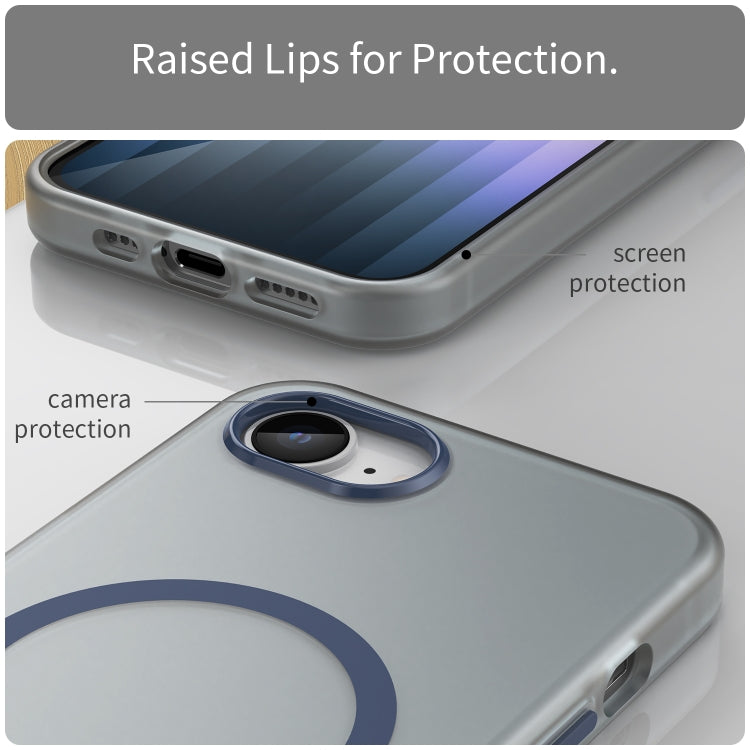 For iPhone 16e MagSafe Frosted Translucent TPU + PC Full Coverage Phone Case(Dark Blue) - iPhone 16e Cases by PMC TechLife | Online Shopping South Africa | PMC TechLife | Buy Now Pay Later Mobicred