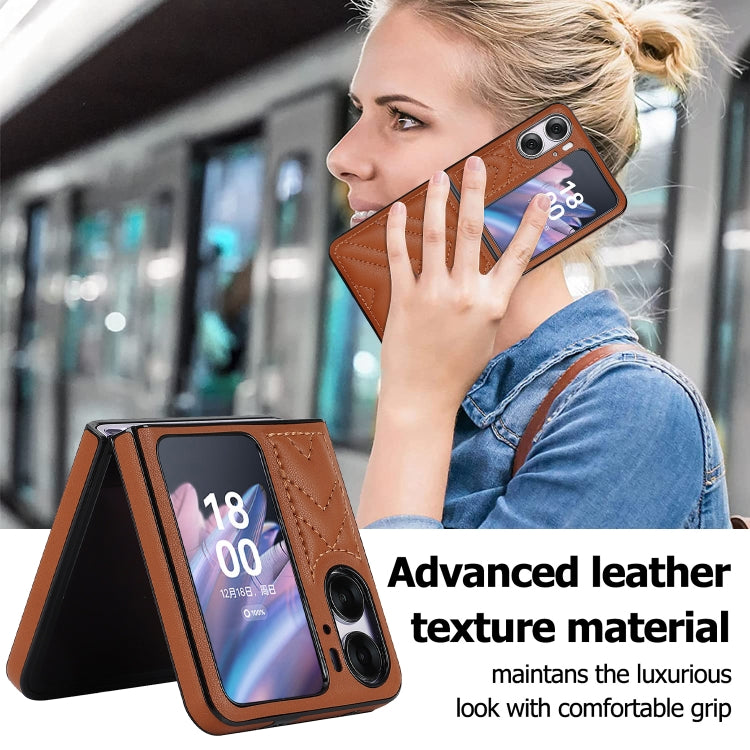 For OPPO Find N2 Flip V-shaped Folding Phone Case(Brown) - OPPO Cases by PMC TechLife | Online Shopping South Africa | PMC TechLife | Buy Now Pay Later Mobicred