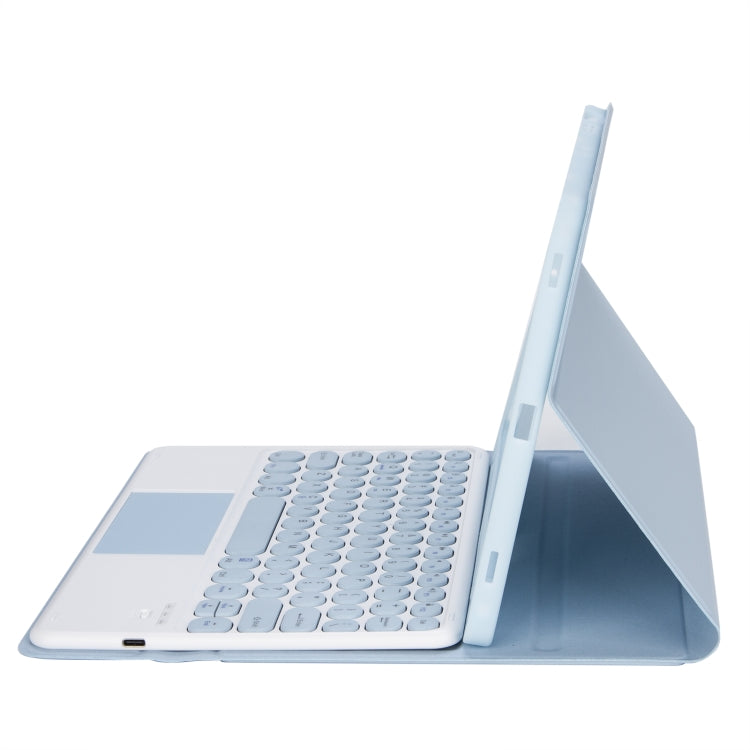 For Samsung Galaxy Tab S10 FE / S9 FE / S9 Candy Color TPU Round Keycap Touch Bluetooth Keyboard Leather Case(Ice Blue) - Samsung Keyboard by PMC TechLife | Online Shopping South Africa | PMC TechLife | Buy Now Pay Later Mobicred
