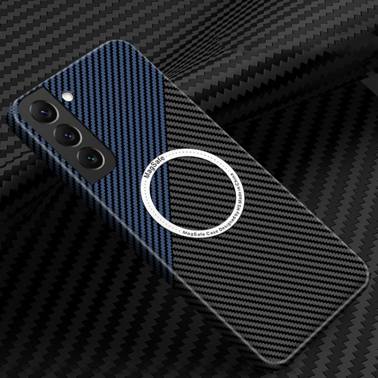 For Samsung Galaxy S25+ 5G Carbon Fiber Texture MagSafe Magnetic Phone Case(Black Blue) - Galaxy S25+ 5G Cases by PMC Jewellery | Online Shopping South Africa | PMC Jewellery | Buy Now Pay Later Mobicred