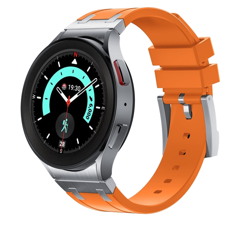 For Samsung Galaxy watch 4 / 5 / 6 AP Series Liquid Silicone Watch Band(Silver Orange) - Watch Bands by PMC Jewellery | Online Shopping South Africa | PMC Jewellery