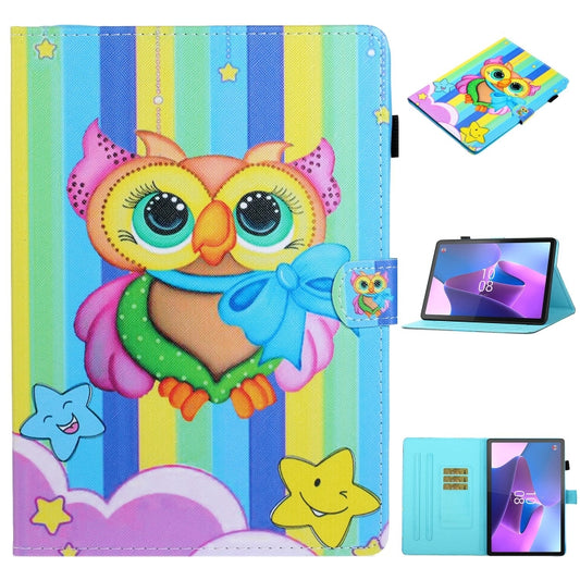 For Lenovo Tab P12 2023 / TB370FU Coloured Drawing Stitching Smart Leather Tablet Case(Rainbow Owl) - Lenovo by PMC Jewellery | Online Shopping South Africa | PMC Jewellery | Buy Now Pay Later Mobicred