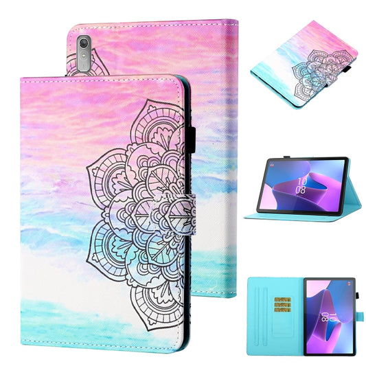 For Lenovo Tab P12 2023 / TB370FU Coloured Drawing Stitching Smart Leather Tablet Case(Colorful Mandala) - Lenovo by PMC Jewellery | Online Shopping South Africa | PMC Jewellery | Buy Now Pay Later Mobicred