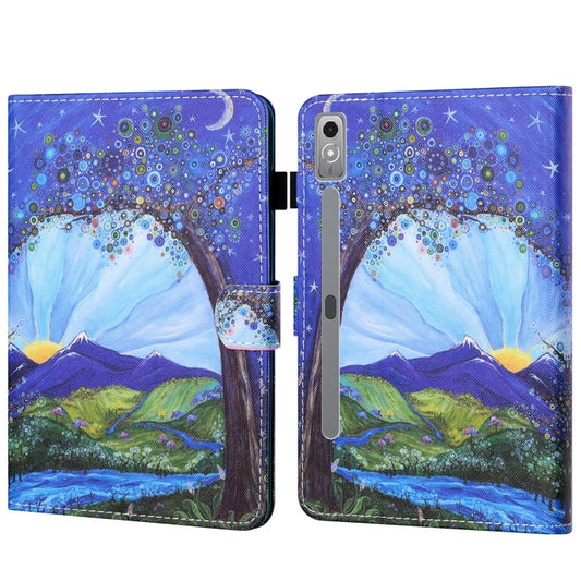 For Lenovo Tab P12 2023 / TB370FU Coloured Drawing Stitching Smart Leather Tablet Case(Sunrise and Tree) - Lenovo by PMC Jewellery | Online Shopping South Africa | PMC Jewellery | Buy Now Pay Later Mobicred