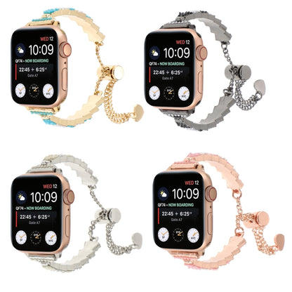 For Apple Watch Series 5 40mm Shell Beads Chain Bracelet Metal Watch Band(Black White) - Watch Bands by PMC Jewellery | Online Shopping South Africa | PMC Jewellery