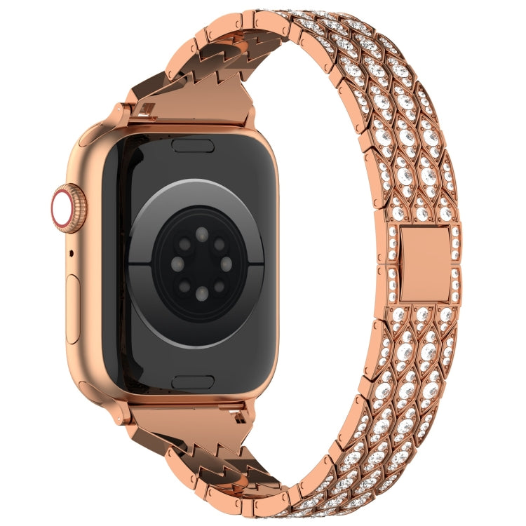 For Apple Watch Ultra 2 49mm Devil Eye Diamond Bracelet Metal Watch Band(Rose Gold) - Watch Bands by PMC Jewellery | Online Shopping South Africa | PMC Jewellery