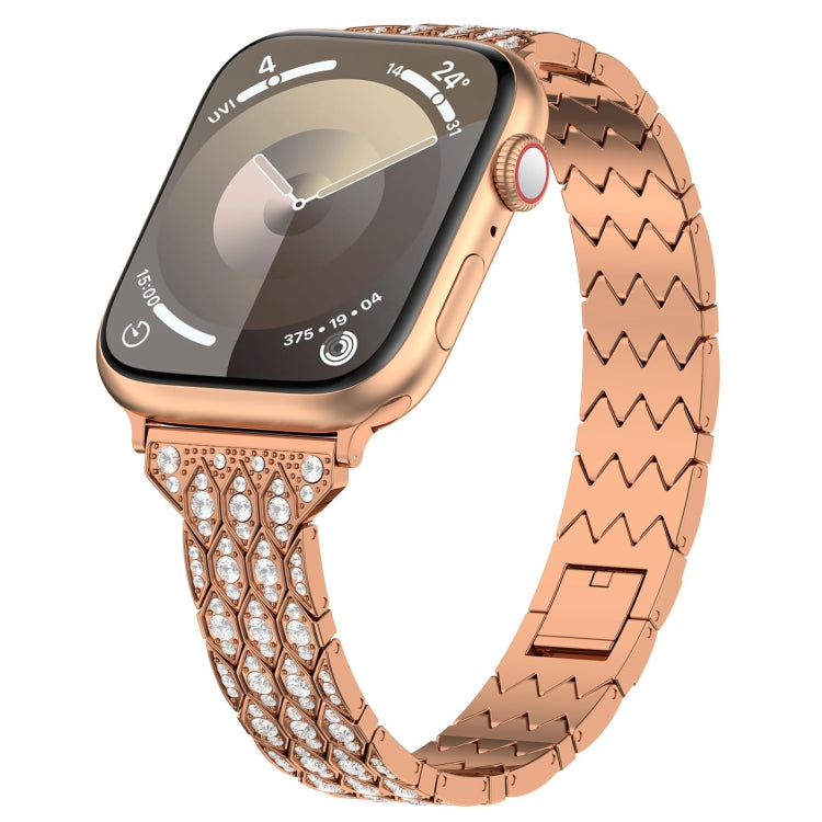 For Apple Watch Series 4 44mm Devil Eye Diamond Bracelet Metal Watch Band(Rose Gold) - Watch Bands by PMC Jewellery | Online Shopping South Africa | PMC Jewellery