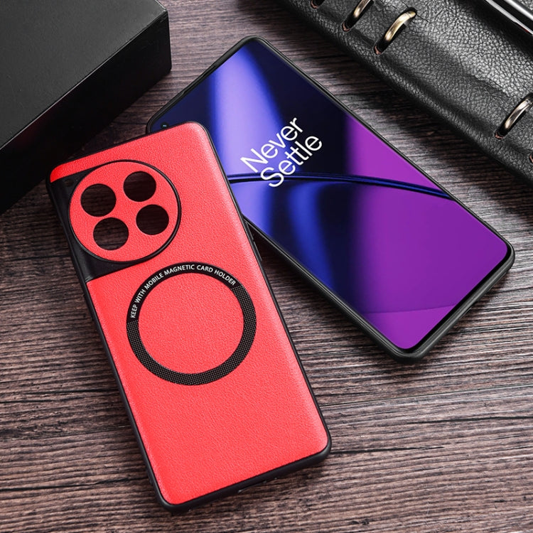 For OnePlus 12 PU MagSafe Magnetic Phone Case(Black) - OnePlus Cases by PMC TechLife | Online Shopping South Africa | PMC TechLife | Buy Now Pay Later Mobicred