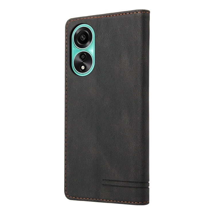 For OPPO A78 4G Skin Feel Anti-theft Brush Horizontal Flip Leather Case with Holder(Black) - OPPO Cases by PMC Jewellery | Online Shopping South Africa | PMC Jewellery