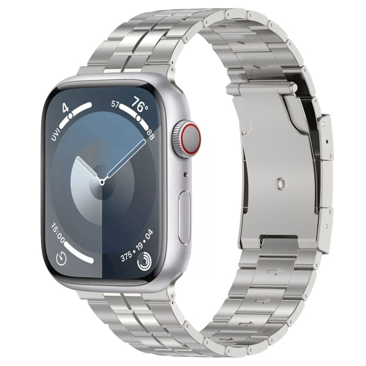 For Apple Watch SE 2023 40mm Tortoise Buckle Titanium Steel Watch Band(Silver) - Watch Bands by PMC Jewellery | Online Shopping South Africa | PMC Jewellery