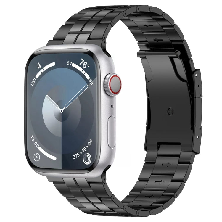 For Apple Watch SE 44mm Tortoise Buckle Titanium Steel Watch Band(Black) - Watch Bands by PMC Jewellery | Online Shopping South Africa | PMC Jewellery