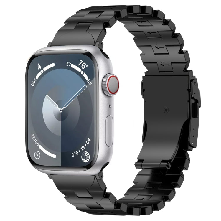 For Apple Watch 42mm Butterfly Type Titanium Steel Watch Band(Black) - Watch Bands by PMC Jewellery | Online Shopping South Africa | PMC Jewellery