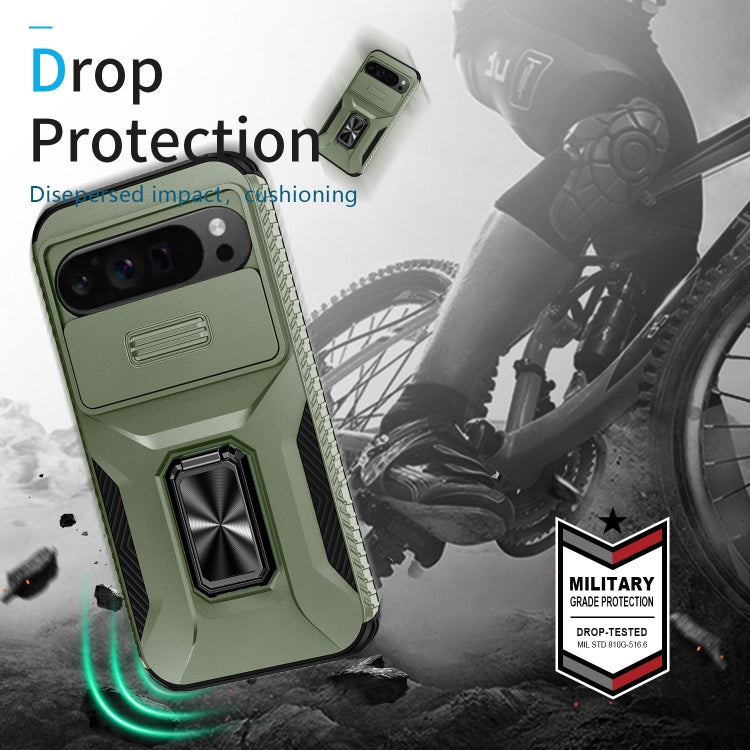 For Google Pixel 9 Pro XL Sliding Camshield Holder Phone Case(Alpine Green) - Google Cases by PMC Jewellery | Online Shopping South Africa | PMC Jewellery | Buy Now Pay Later Mobicred