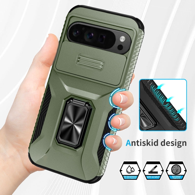 For Google Pixel 9 Pro XL Sliding Camshield Holder Phone Case(Alpine Green) - Google Cases by PMC Jewellery | Online Shopping South Africa | PMC Jewellery | Buy Now Pay Later Mobicred