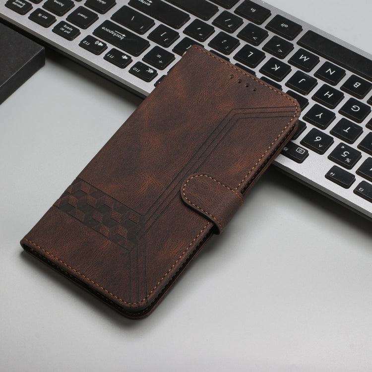 For Xiaomi Redmi K70 Cubic Skin Feel Flip Leather Phone Case(Brown) - K70 Cases by PMC Jewellery | Online Shopping South Africa | PMC Jewellery | Buy Now Pay Later Mobicred