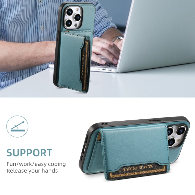 For iPhone 15 Denior Cowhide Texture Leather MagSafe Detachable Wallet Phone Case(Blue) - iPhone 15 Cases by Denior | Online Shopping South Africa | PMC Jewellery | Buy Now Pay Later Mobicred