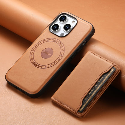 For iPhone 14 Pro Max Denior Cowhide Texture Leather MagSafe Detachable Wallet Phone Case(Khaki) - iPhone 14 Pro Max Cases by Denior | Online Shopping South Africa | PMC Jewellery | Buy Now Pay Later Mobicred