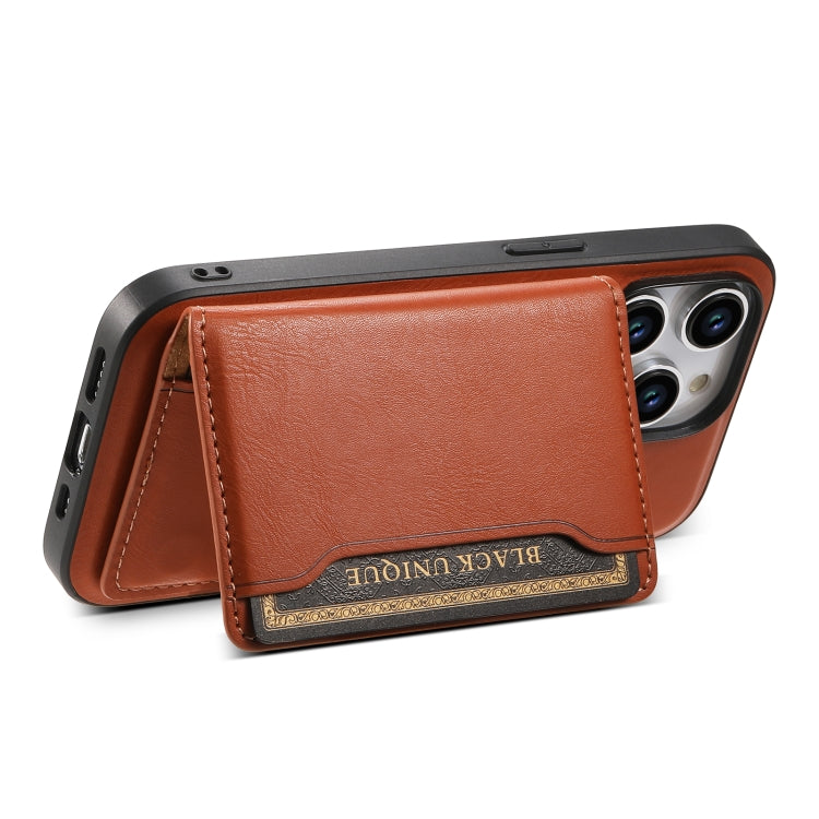 For iPhone 13 Pro Max Denior Cowhide Texture Leather MagSafe Detachable Wallet Phone Case(Brown) - iPhone 13 Pro Max Cases by Denior | Online Shopping South Africa | PMC Jewellery | Buy Now Pay Later Mobicred