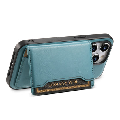 For iPhone 13 Denior Cowhide Texture Leather MagSafe Detachable Wallet Phone Case(Blue) - iPhone 13 Cases by Denior | Online Shopping South Africa | PMC Jewellery | Buy Now Pay Later Mobicred