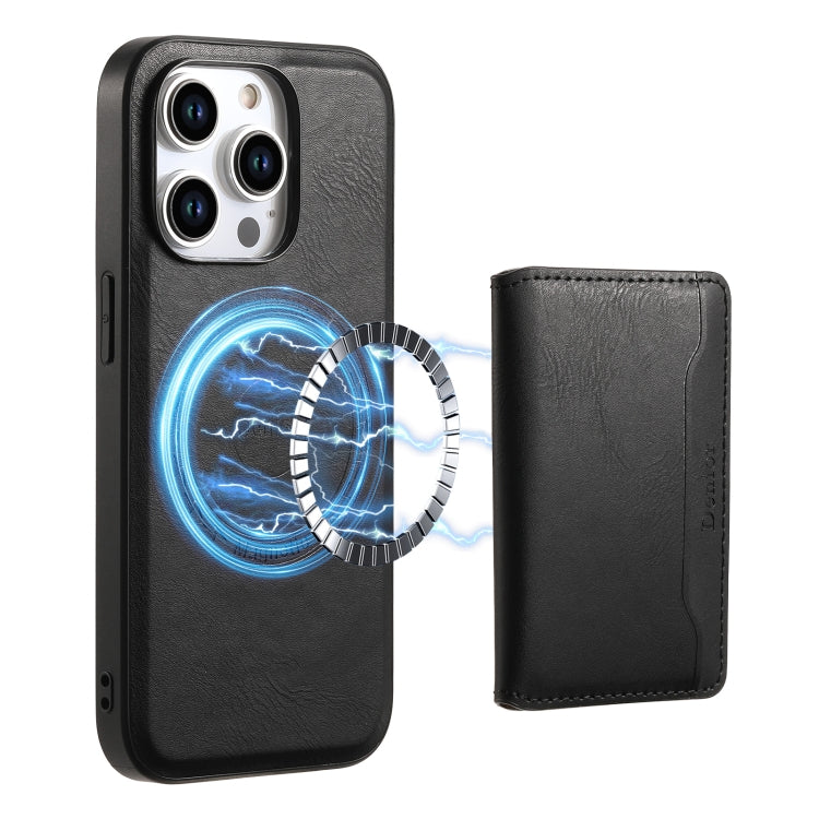 For iPhone 12 Pro Max Denior Cowhide Texture Leather MagSafe Detachable Wallet Phone Case(Black) - iPhone 12 Pro Max Cases by Denior | Online Shopping South Africa | PMC Jewellery | Buy Now Pay Later Mobicred