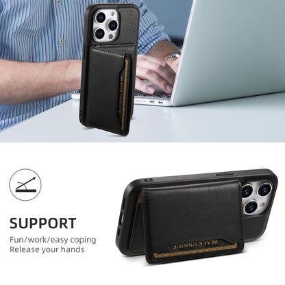 For iPhone 12 Pro Max Denior Cowhide Texture Leather MagSafe Detachable Wallet Phone Case(Black) - iPhone 12 Pro Max Cases by Denior | Online Shopping South Africa | PMC Jewellery | Buy Now Pay Later Mobicred