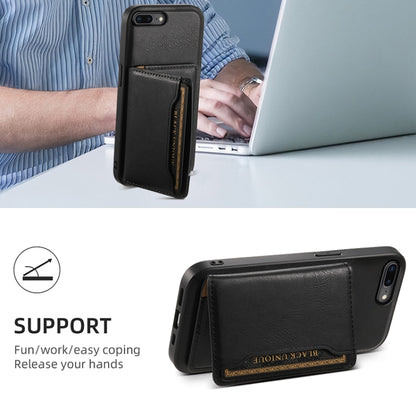 For iPhone 8 Plus/7 Plus Denior Cowhide Texture Leather MagSafe Detachable Wallet Phone Case(Black) - More iPhone Cases by Denior | Online Shopping South Africa | PMC Jewellery | Buy Now Pay Later Mobicred