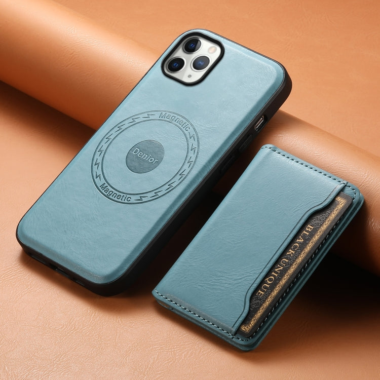 For iPhone 11 Pro Max Denior Cowhide Texture Leather MagSafe Detachable Wallet Phone Case(Blue) - iPhone 11 Pro Max Cases by Denior | Online Shopping South Africa | PMC Jewellery | Buy Now Pay Later Mobicred