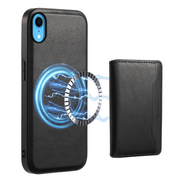 For iPhone XR Denior Cowhide Texture Leather MagSafe Detachable Wallet Phone Case(Black) - More iPhone Cases by Denior | Online Shopping South Africa | PMC Jewellery | Buy Now Pay Later Mobicred