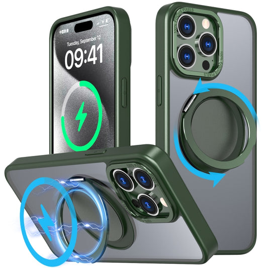 For iPhone 15 Pro 360-degree Rotating MagSafe Magnetic Holder Phone Case(Green) - iPhone 15 Pro Cases by PMC Jewellery | Online Shopping South Africa | PMC Jewellery