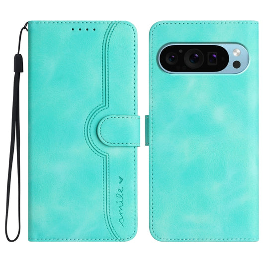 For Google Pixel 9 Heart Pattern Skin Feel Leather Phone Case(Light Blue) - Google Cases by PMC Jewellery | Online Shopping South Africa | PMC Jewellery | Buy Now Pay Later Mobicred