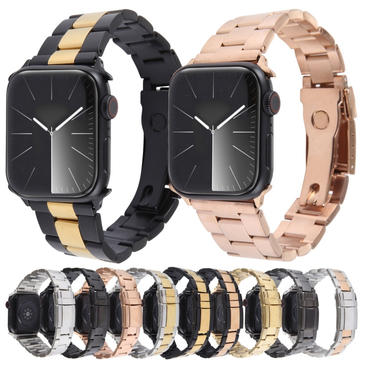 For Apple Watch SE 40mm Three-Bead Stainless Steel Watch Band(Black) - free shipping - PMC TechLife - Order now!