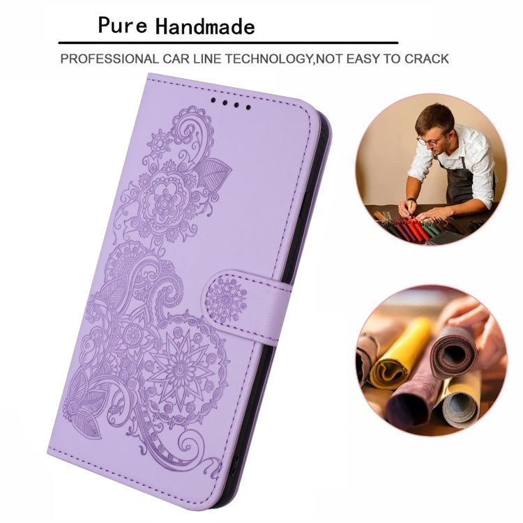 For Huawei Pura 70 Datura Flower Embossed Flip Leather Phone Case(Purple) - Huawei Cases by PMC Jewellery | Online Shopping South Africa | PMC Jewellery | Buy Now Pay Later Mobicred