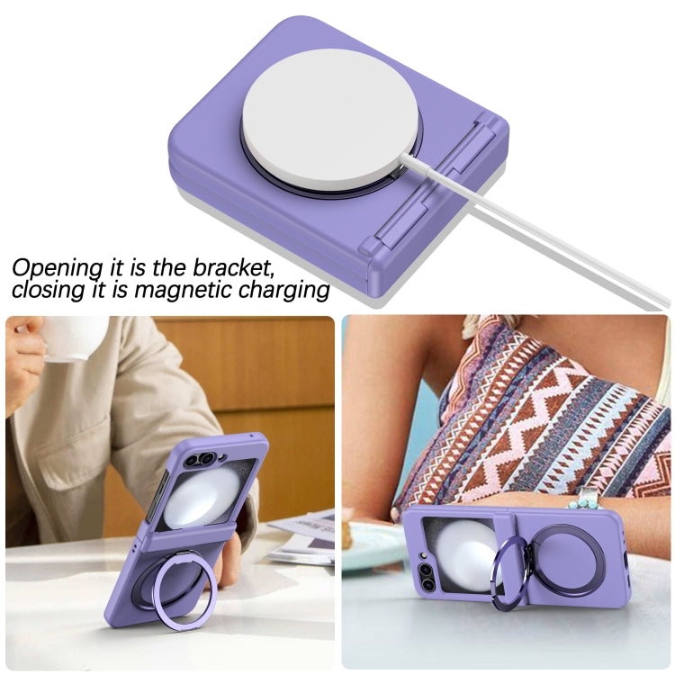 For Samsung Galaxy Z Flip5 5G 360 Degree Stand MagSafe Magnetic All-inclusive Phone Case(Purple) - Galaxy Z Flip5 Cases by PMC Jewellery | Online Shopping South Africa | PMC Jewellery