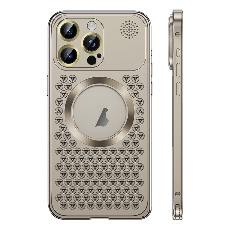 For iPhone 14 Pro Spring Buckle MagSafe Magnetic Metal Aromatherapy Phone Case(Grey) - iPhone 14 Pro Cases by PMC TechLife | Online Shopping South Africa | PMC TechLife