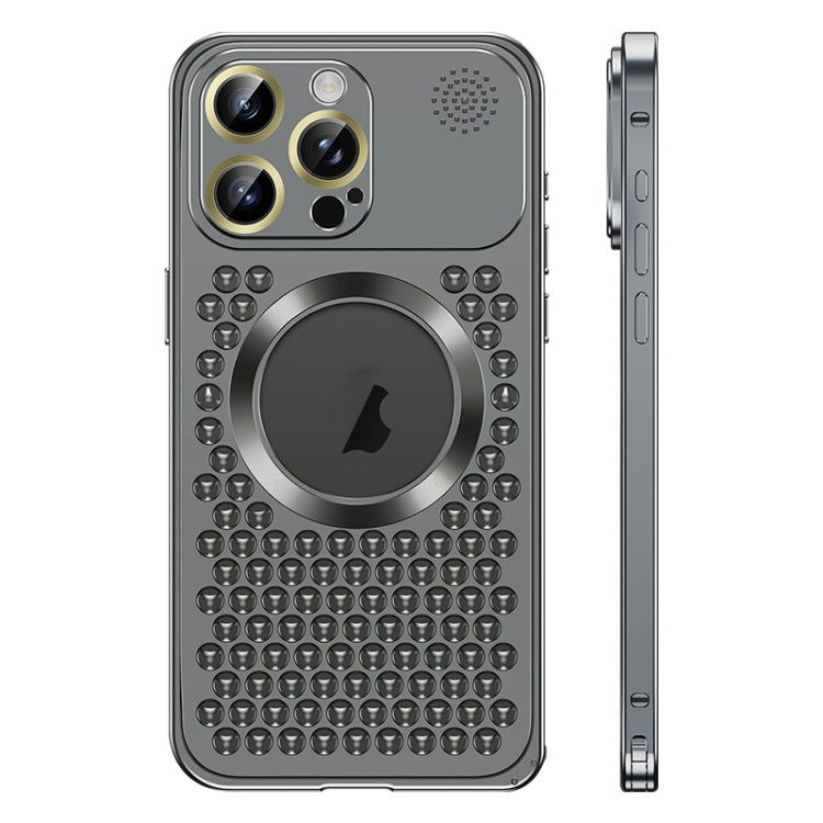 For iPhone 15 Pro Max Spring Buckle MagSafe Magnetic Metal Aromatherapy Phone Case(Black) - free shipping - PMc TechLife - Order now!