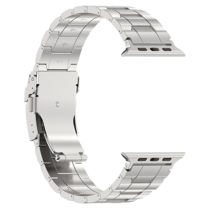 For Apple Watch Ultra 49mm Safety Buckle Trapezoid Titanium Steel Watch Band(Silver) - Watch Bands by PMC Jewellery | Online Shopping South Africa | PMC Jewellery