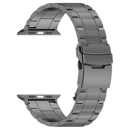 For Apple Watch SE 44mm Safety Buckle Trapezoid Titanium Steel Watch Band(Grey) - Watch Bands by PMC Jewellery | Online Shopping South Africa | PMC Jewellery