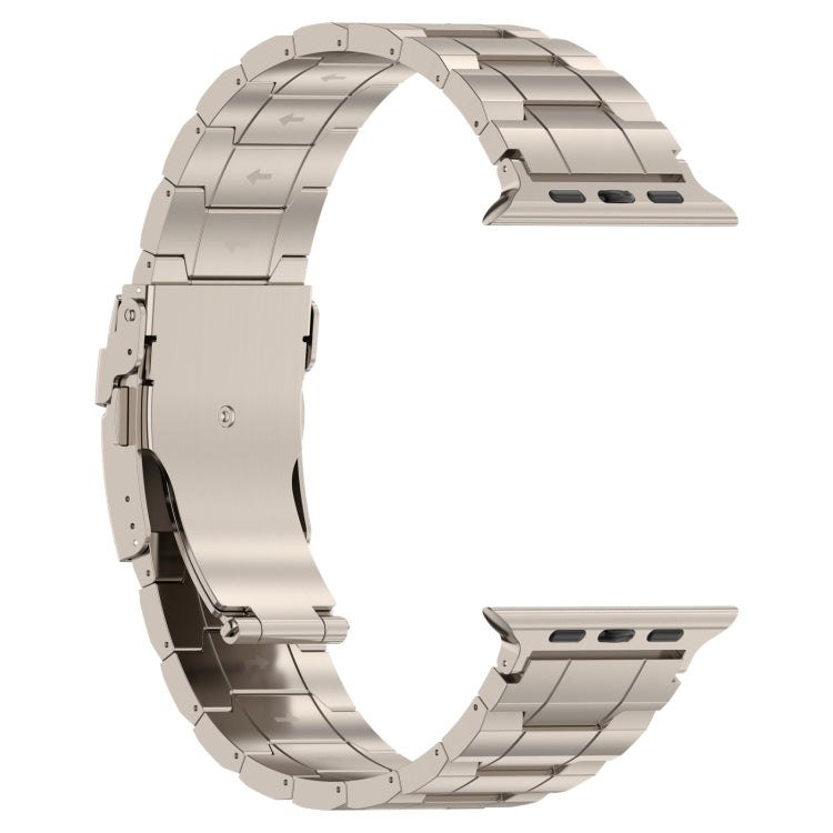 For Apple Watch Series 6 40mm Safety Buckle Trapezoid Titanium Steel Watch Band(Titanium) - Watch Bands by PMC Jewellery | Online Shopping South Africa | PMC Jewellery