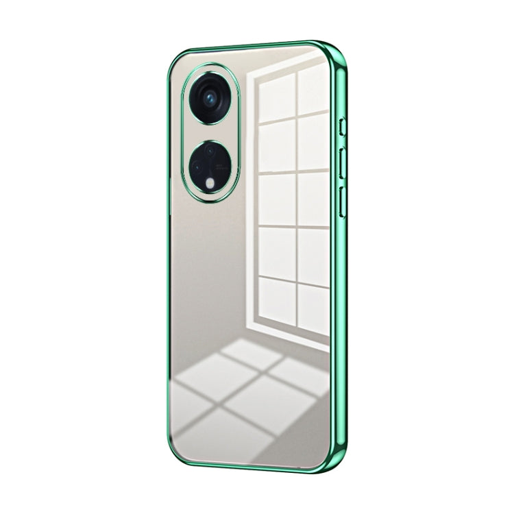 For OPPO Reno8 T 5G Transparent Plating Fine Hole Phone Case(Green) - OPPO Cases by PMC Jewellery | Online Shopping South Africa | PMC Jewellery | Buy Now Pay Later Mobicred