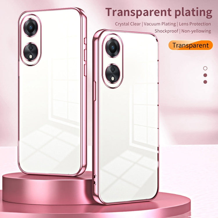For OPPO A58 5G / A58x 5G Transparent Plating Fine Hole Phone Case(Pink) - OPPO Cases by PMC Jewellery | Online Shopping South Africa | PMC Jewellery | Buy Now Pay Later Mobicred