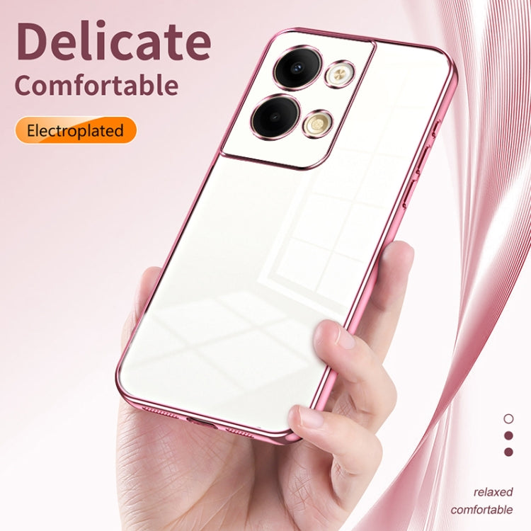 For OPPO Reno9 / Reno9 Pro Transparent Plating Fine Hole Phone Case(Silver) - OPPO Cases by PMC Jewellery | Online Shopping South Africa | PMC Jewellery | Buy Now Pay Later Mobicred