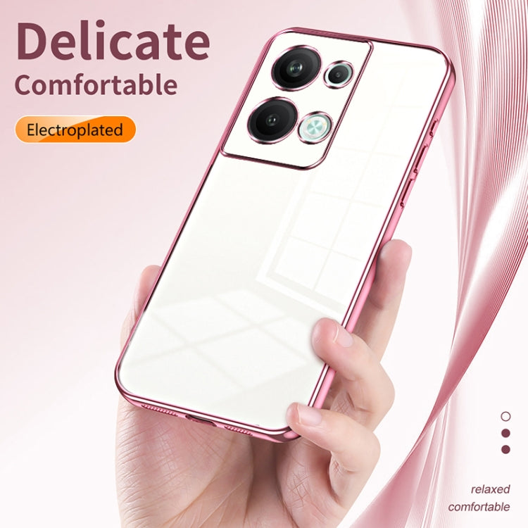 For OPPO Reno9 Pro+ Transparent Plating Fine Hole Phone Case(Purple) - OPPO Cases by PMC TechLife | Online Shopping South Africa | PMC TechLife | Buy Now Pay Later Mobicred
