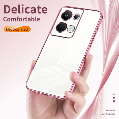 For OPPO Reno9 Pro+ Transparent Plating Fine Hole Phone Case(Pink) - OPPO Cases by PMC Jewellery | Online Shopping South Africa | PMC Jewellery | Buy Now Pay Later Mobicred
