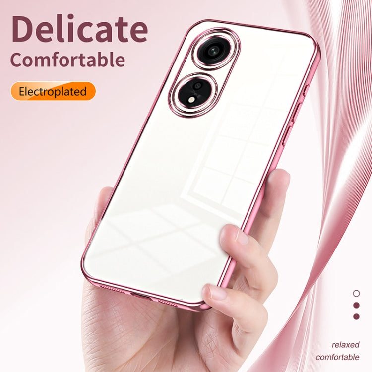 For OPPO A1 Pro Transparent Plating Fine Hole Phone Case(Blue) - OPPO Cases by PMC TechLife | Online Shopping South Africa | PMC TechLife | Buy Now Pay Later Mobicred