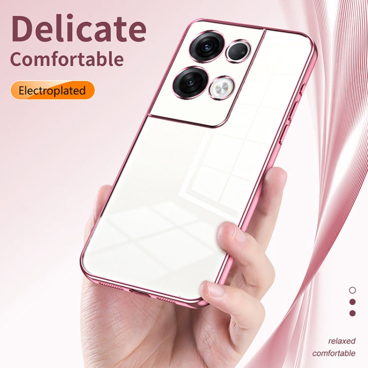 For OPPO Reno8 Pro+ Transparent Plating Fine Hole Phone Case(Silver) - OPPO Cases by PMC Jewellery | Online Shopping South Africa | PMC Jewellery | Buy Now Pay Later Mobicred