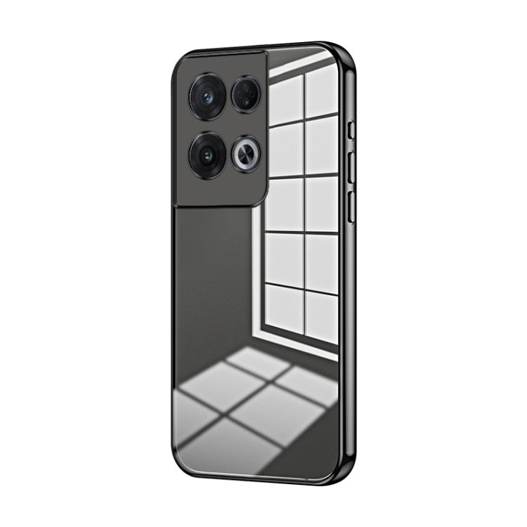 For OPPO Reno8 Pro Transparent Plating Fine Hole Phone Case(Black) - OPPO Cases by PMC TechLife | Online Shopping South Africa | PMC TechLife | Buy Now Pay Later Mobicred