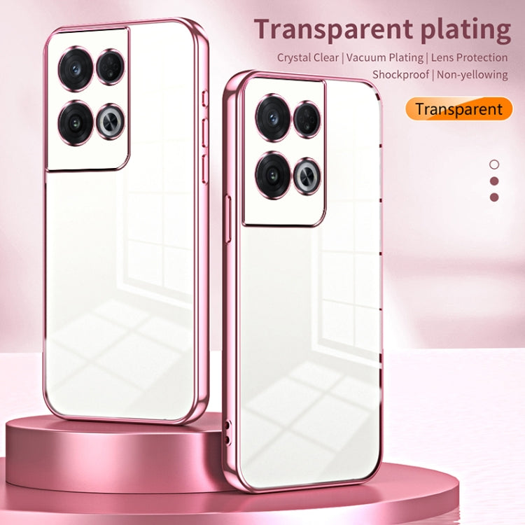 For OPPO Reno8 Pro Transparent Plating Fine Hole Phone Case(Black) - OPPO Cases by PMC TechLife | Online Shopping South Africa | PMC TechLife | Buy Now Pay Later Mobicred