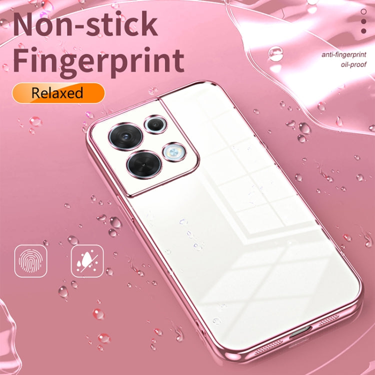 For OPPO Reno8 Transparent Plating Fine Hole Phone Case(Pink) - OPPO Cases by PMC TechLife | Online Shopping South Africa | PMC TechLife | Buy Now Pay Later Mobicred
